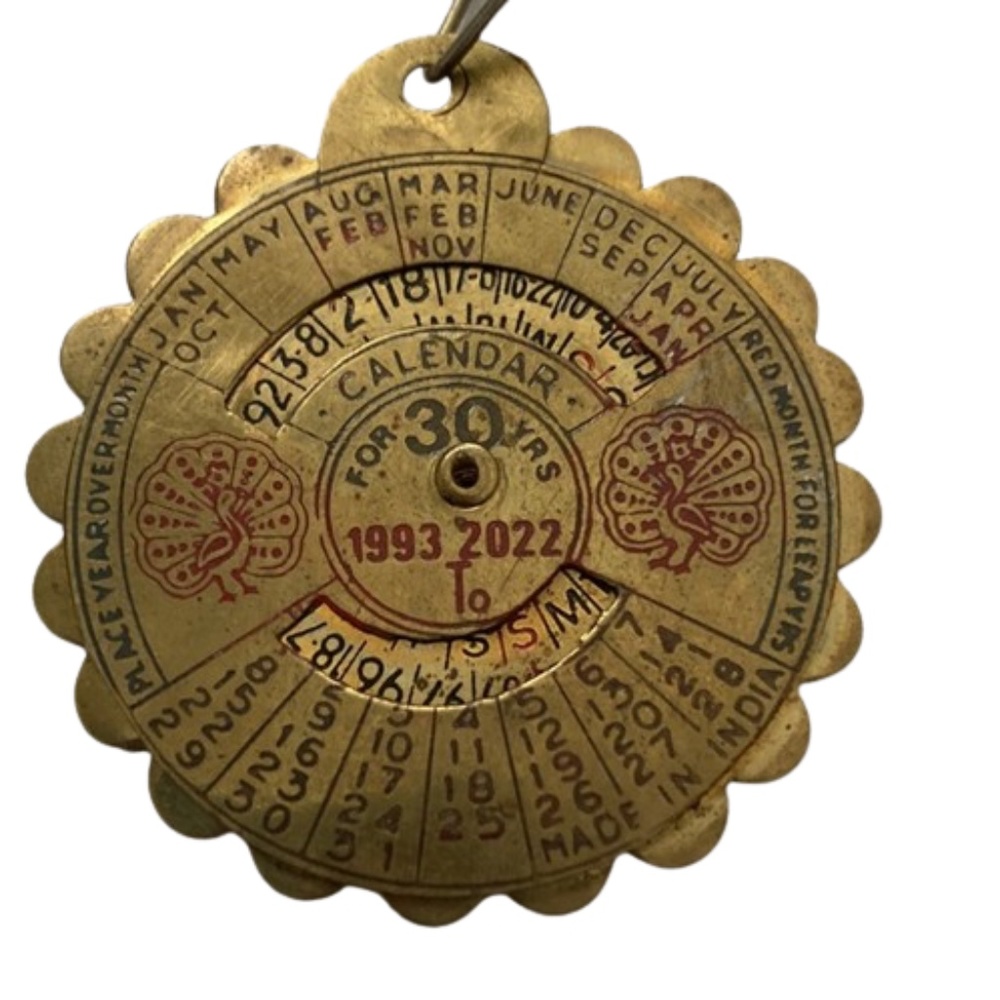 Keychain CALENDAR Rare metal Spinning perpetual